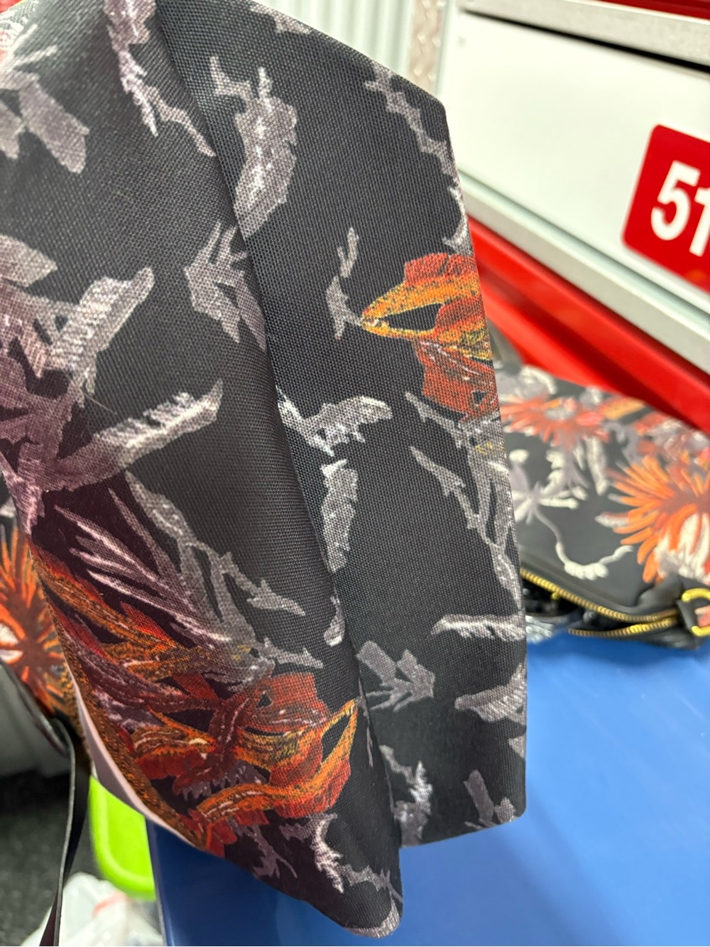 Women's Black Floral-Print Purse– Elegant Orange Accent